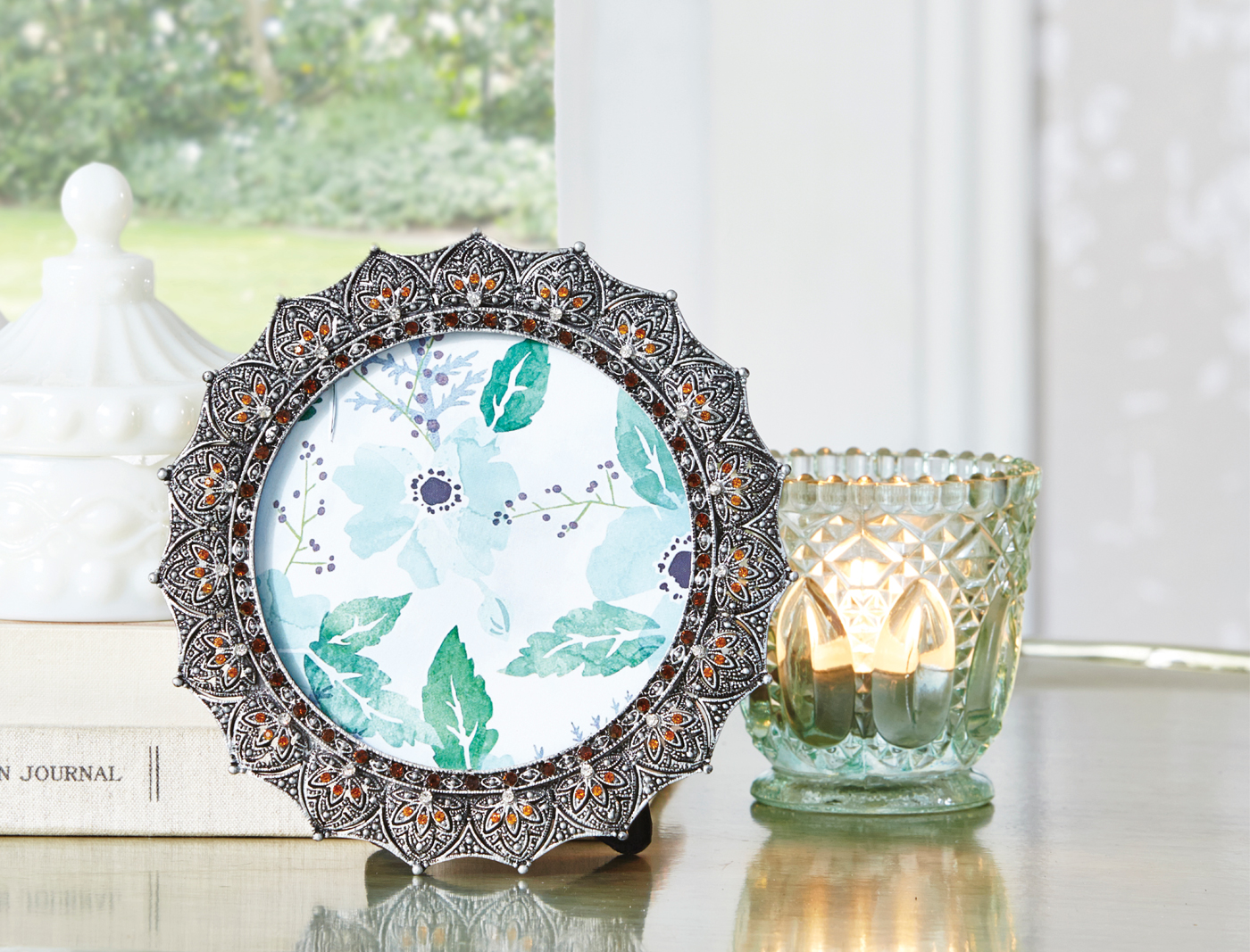 Jane Jewel Frame Round Bed Bath N' Table