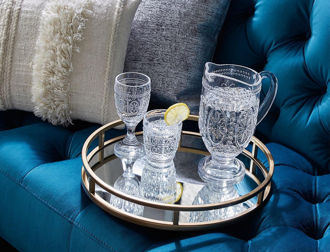 Buy Round Tray With Mirror Online Bed Bath N' Table