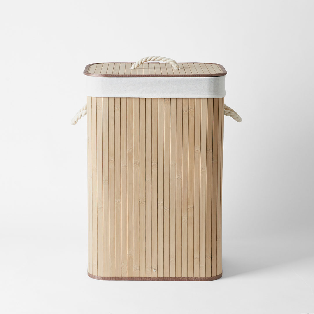 Natural Collapsible Bamboo Hamper with Rope Handles Bed Bath N' Table