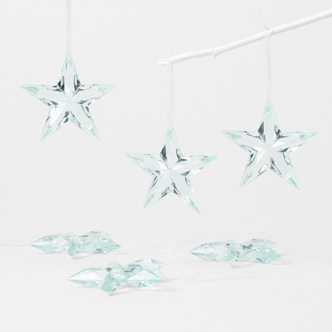 Buy Acrylic Star Decoration Set Of 6 Light Blue Online Bed Bath N