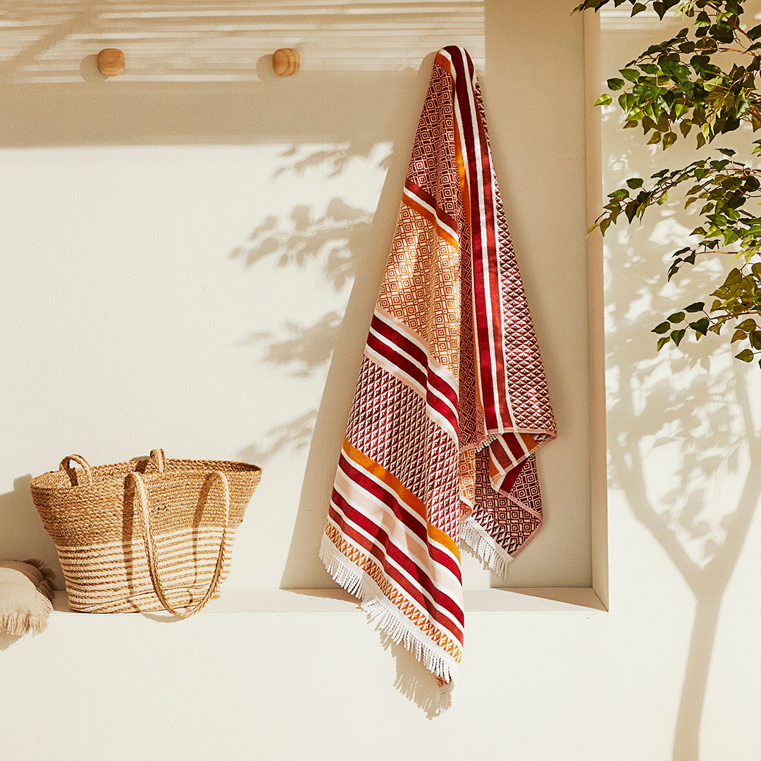 Buy Malta Beach Towel Clay/Mustard Online Bed Bath N' Table