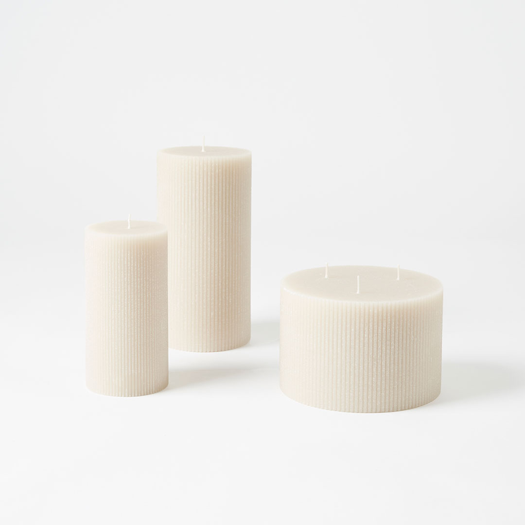 Buy 3 Wick Fine Ribbed Candle - Beige Online | Bed Bath N' Table