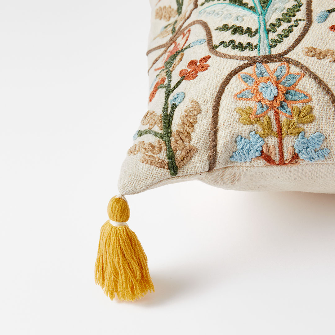 Buy Botany Embroidered Cushion Ivory/Multi Online Bed Bath N' Table