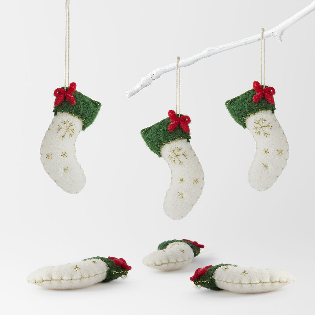 Buy Felt Christmas Stocking Set Of 6 White Online Bed Bath N' Table