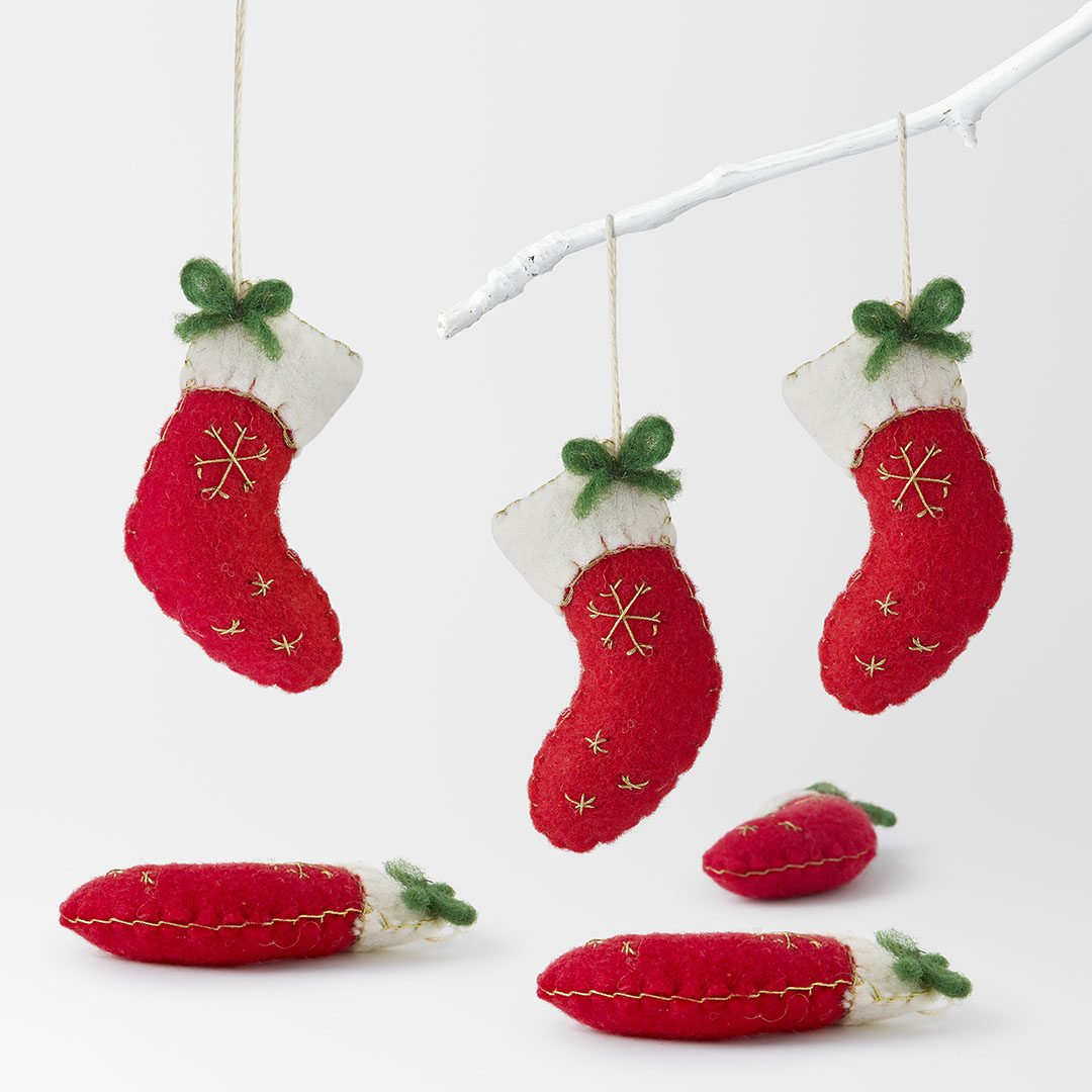 Buy Felt Christmas Stocking Set Of 6 Red Online Bed Bath N' Table