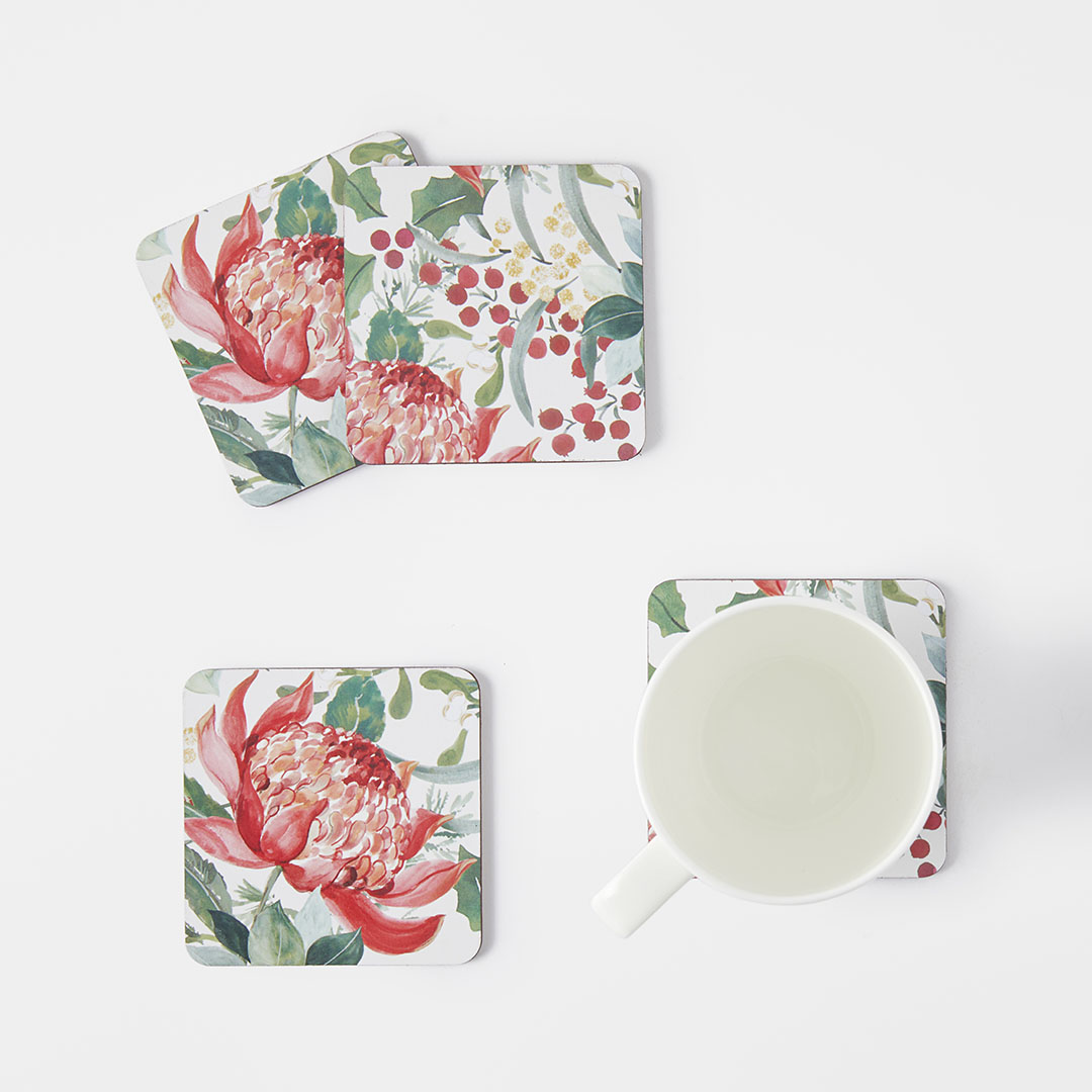 Shop Traditional Waratah Cork Coaster Set Of 4 Online Bed Bath N' Table