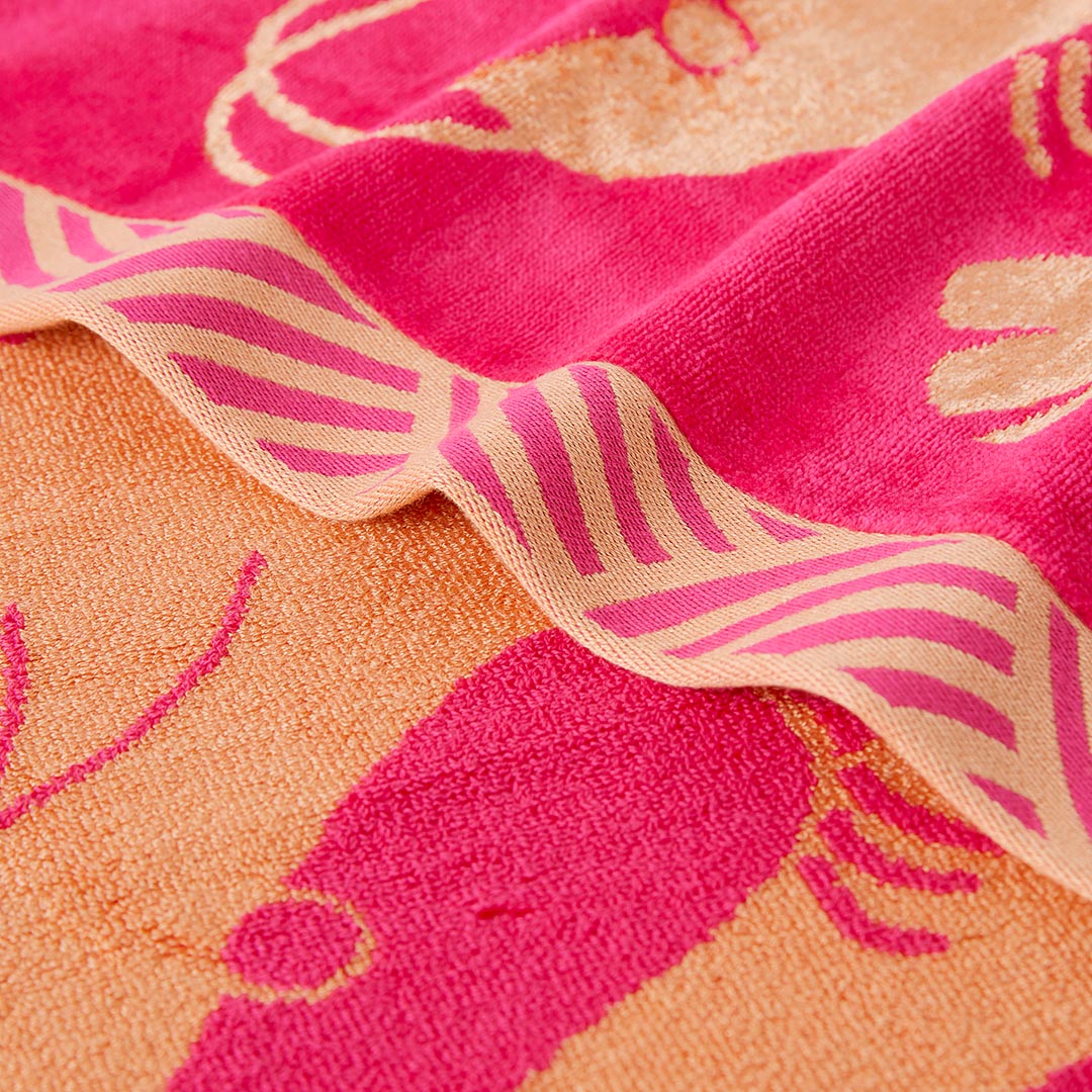 Buy Prawn Party Beach Towel - Fuchsia/Papaya Online | Bed Bath N' Table