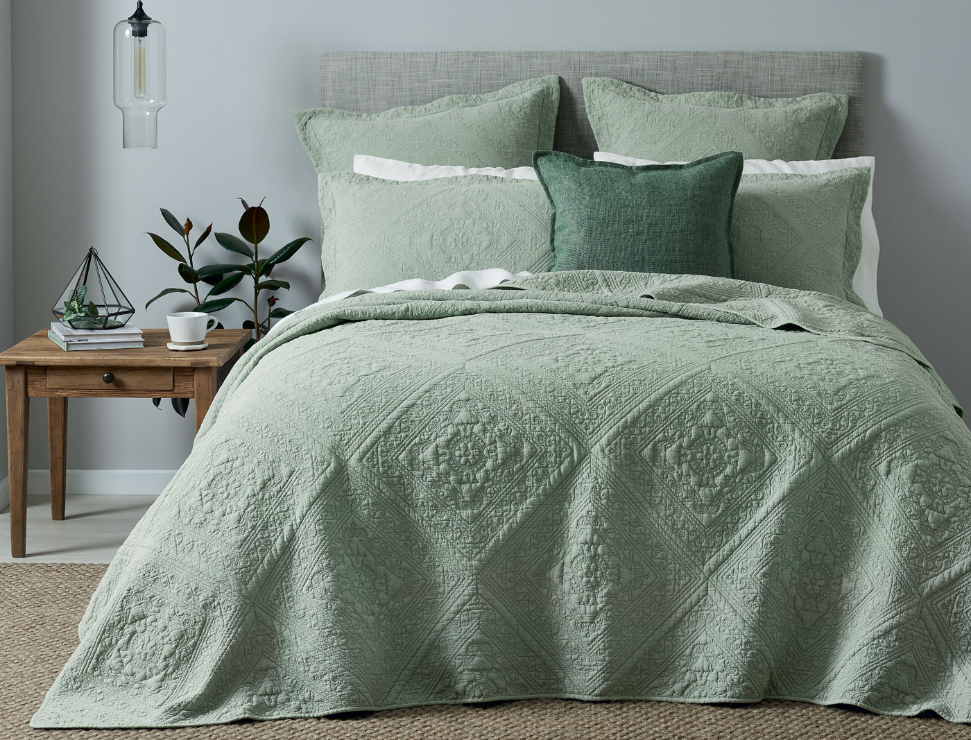 Buy Asher Coverlet - Sage Green Online | Bed Bath N' Table