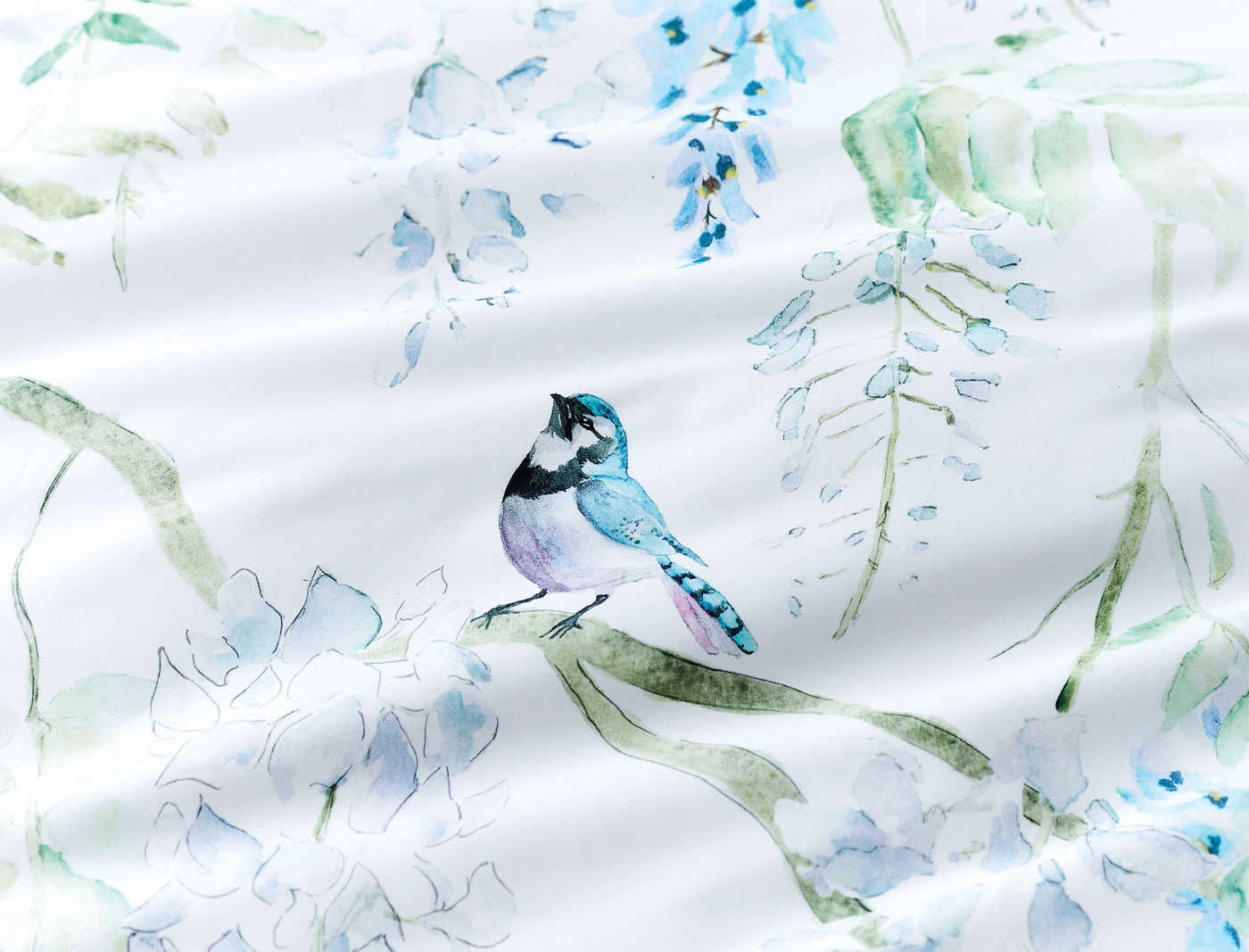 Japanese Wisteria Quilt Cover White/Teal Bed Bath N' Table