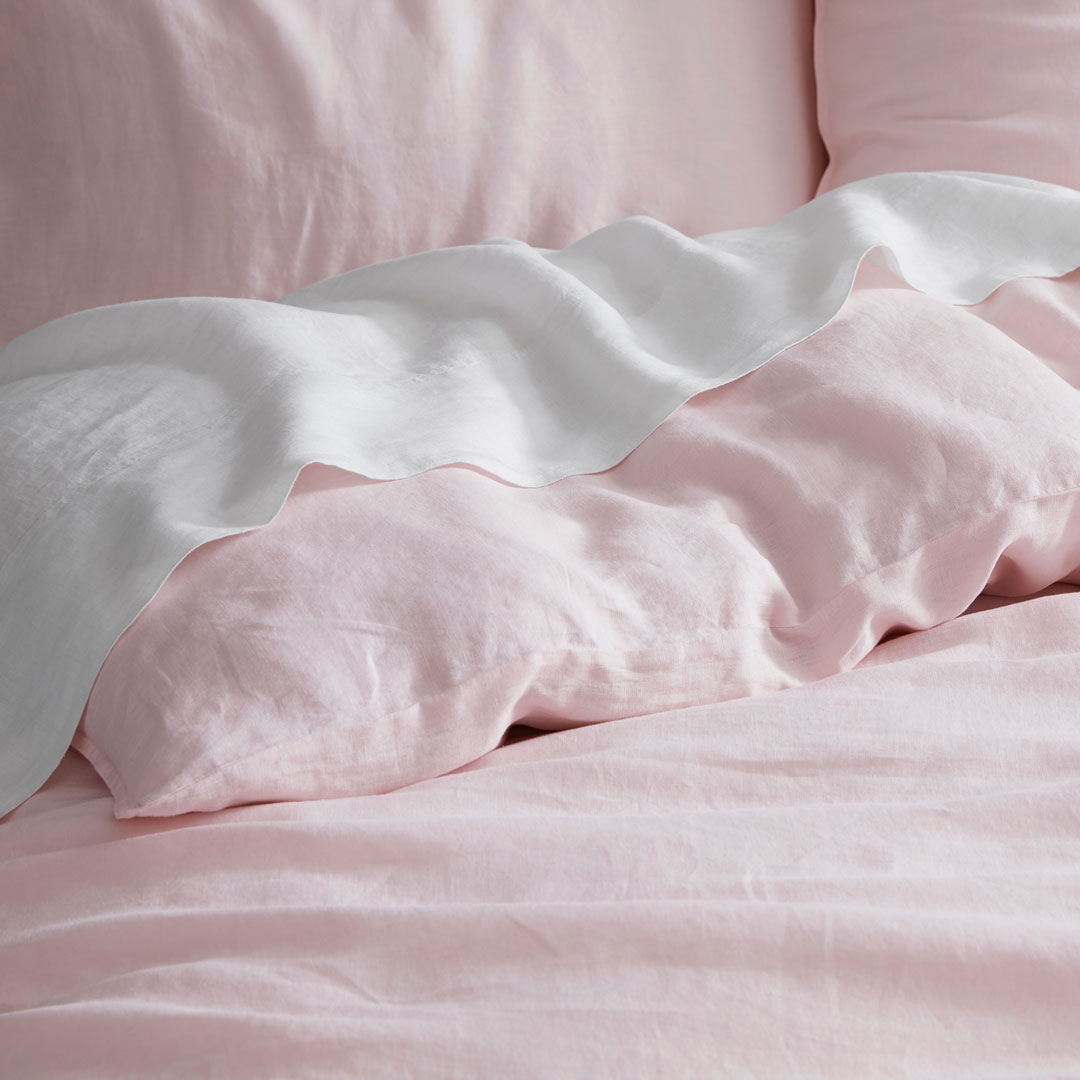 Buy Milano Blush Linen Quilt Cover blush Online Bed Bath N' Table