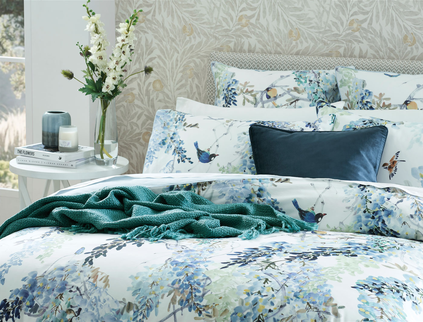 Wisteria Falls Quilt Cover - Bird/Floral| Bed Bath N' Table